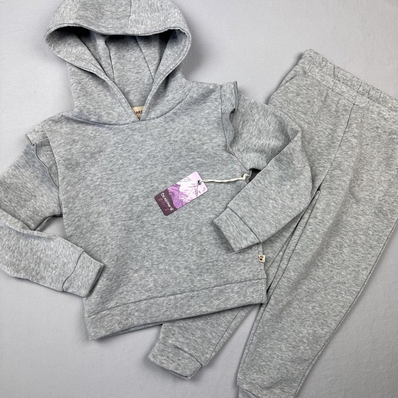Bearpaw Active Hoodie Sweatshirt Pants Set Kids 4T Gray Jogger Fleece Outfit New - Picture 1 of 10